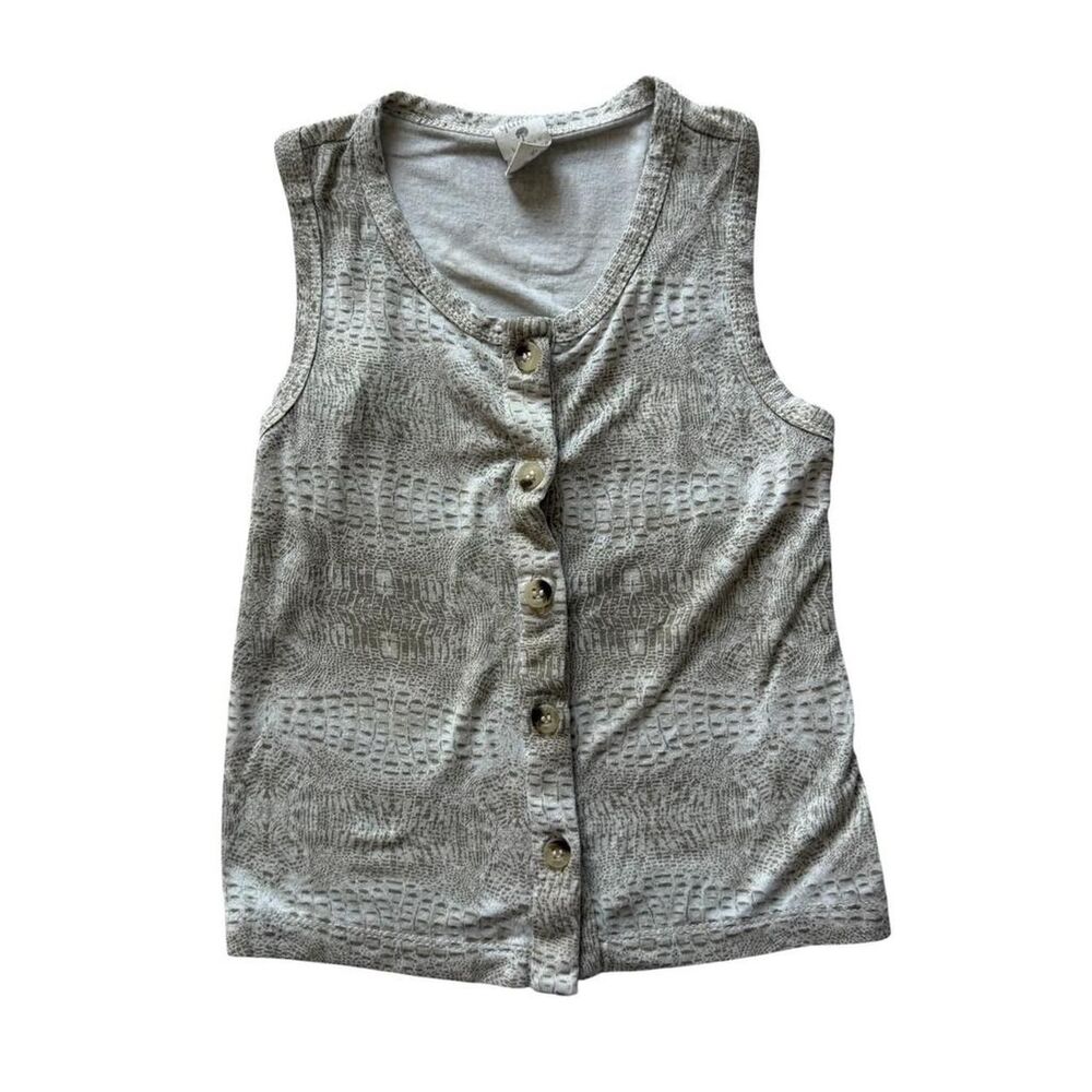 Kate Quinn Toddler Girls Gray Reptile Print Button Front Tank Top 2T
